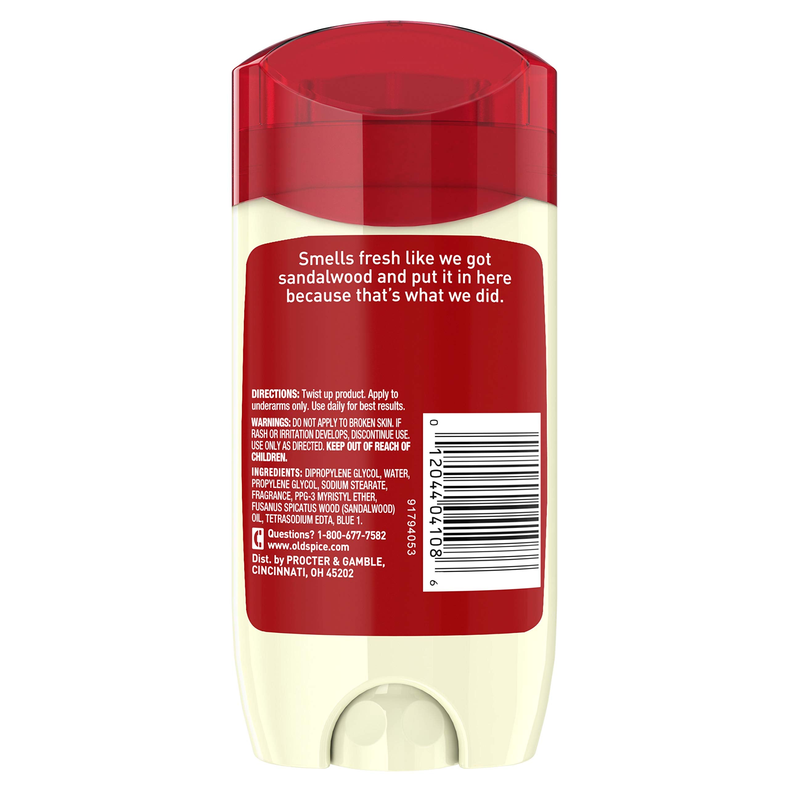 Old Spice Timber with Sandalwood tube showcases aluminum-free odor protection all day.