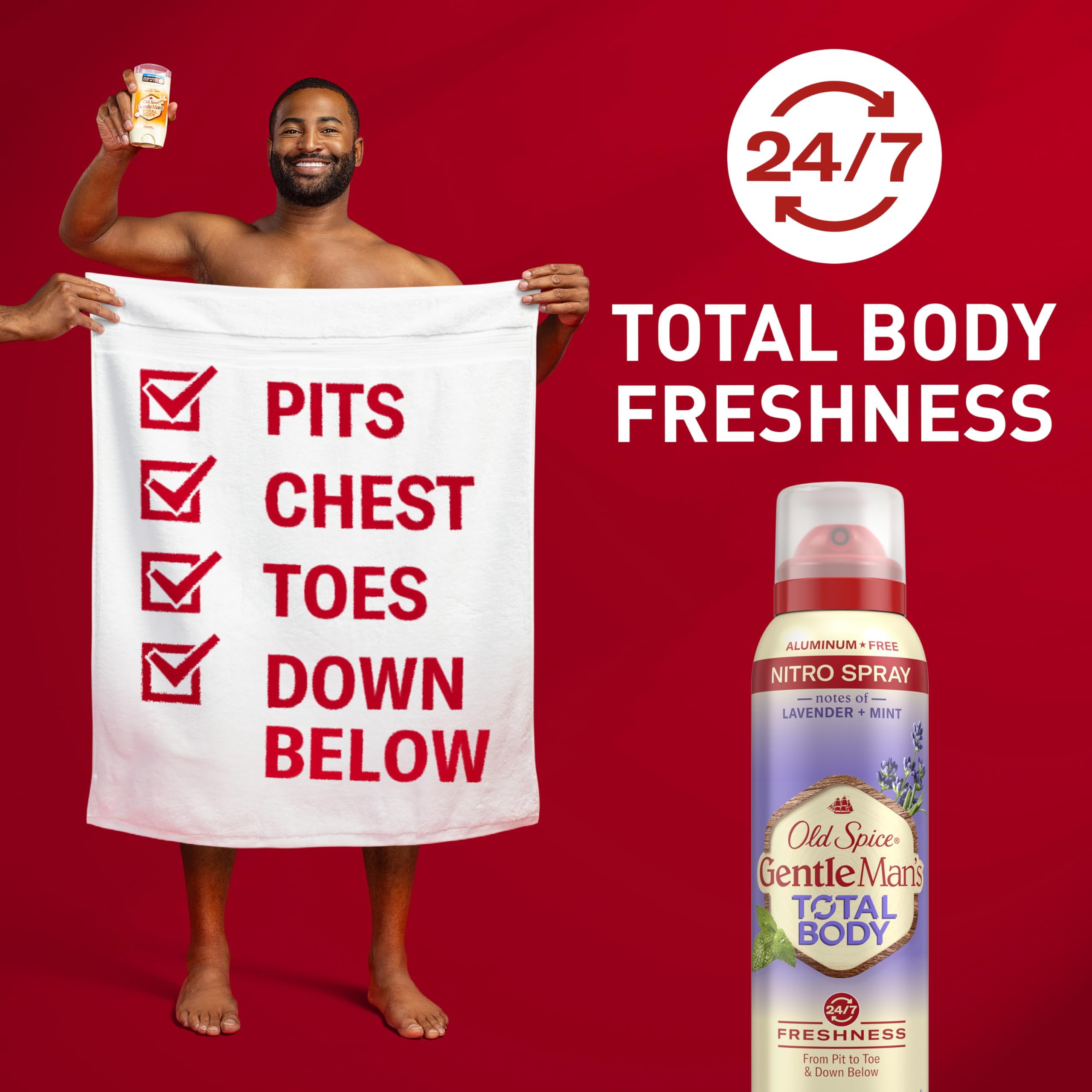 Old Spice Desodorante Total para el Cuerpo, aplicación sin contacto para refrescar todo el cuerpo.