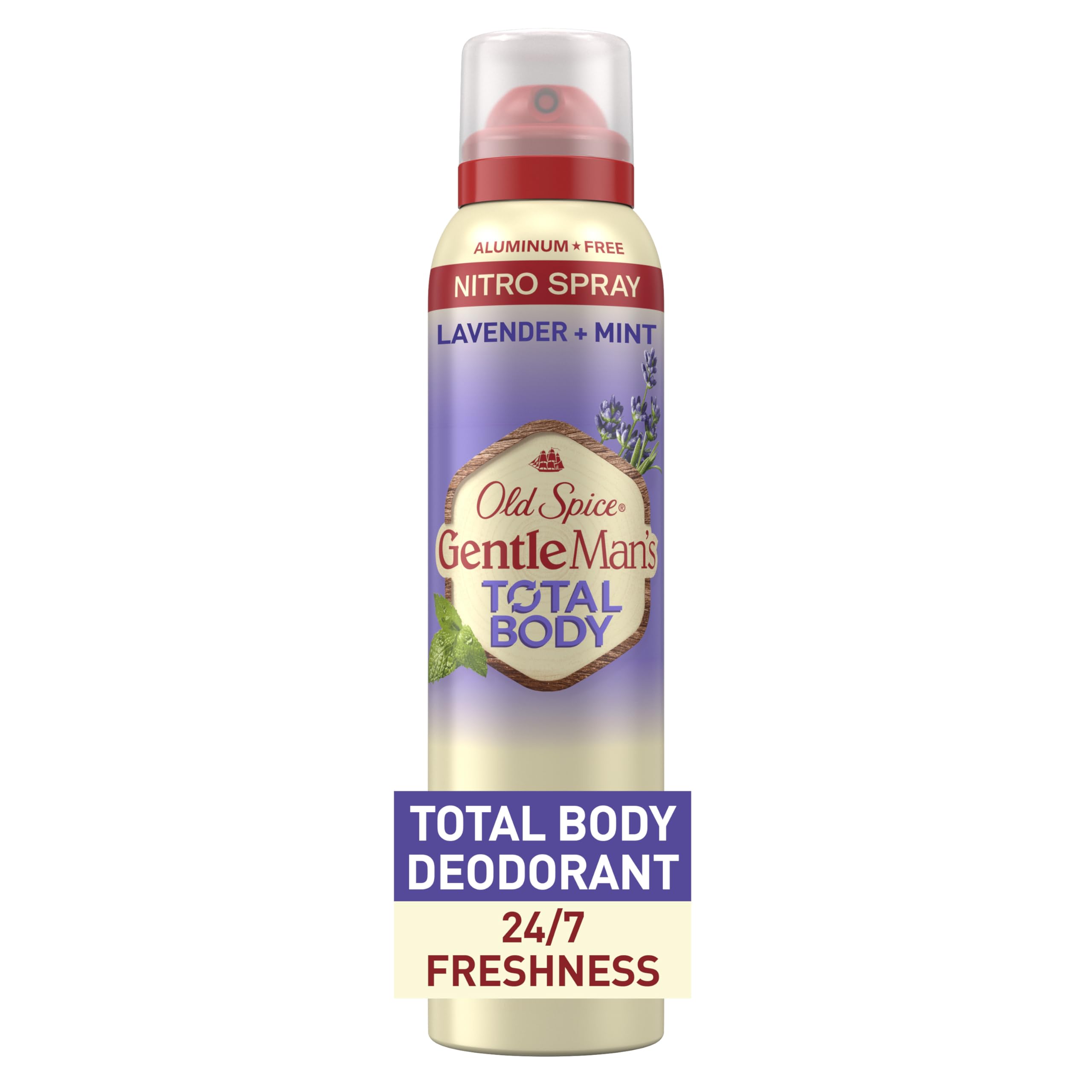 Old Spice Desodorante Total para el Cuerpo, fragancia lavanda y menta, empaque práctico para uso diario.