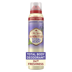 Old Spice Desodorante Total para el Cuerpo, fragancia lavanda y menta, empaque práctico para uso diario.