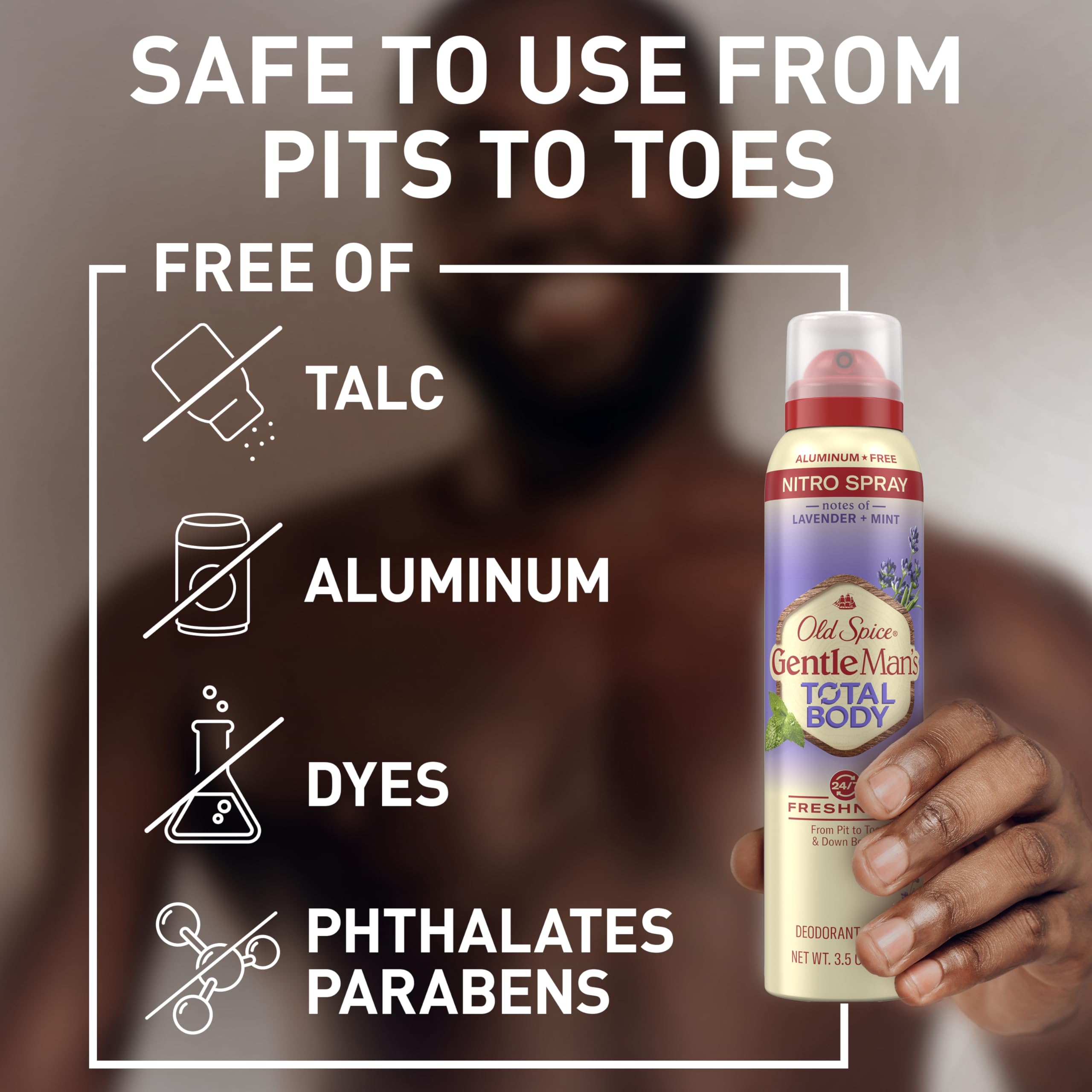 Old Spice Desodorante Total para el Cuerpo, uso en todo el cuerpo sin aluminio.
