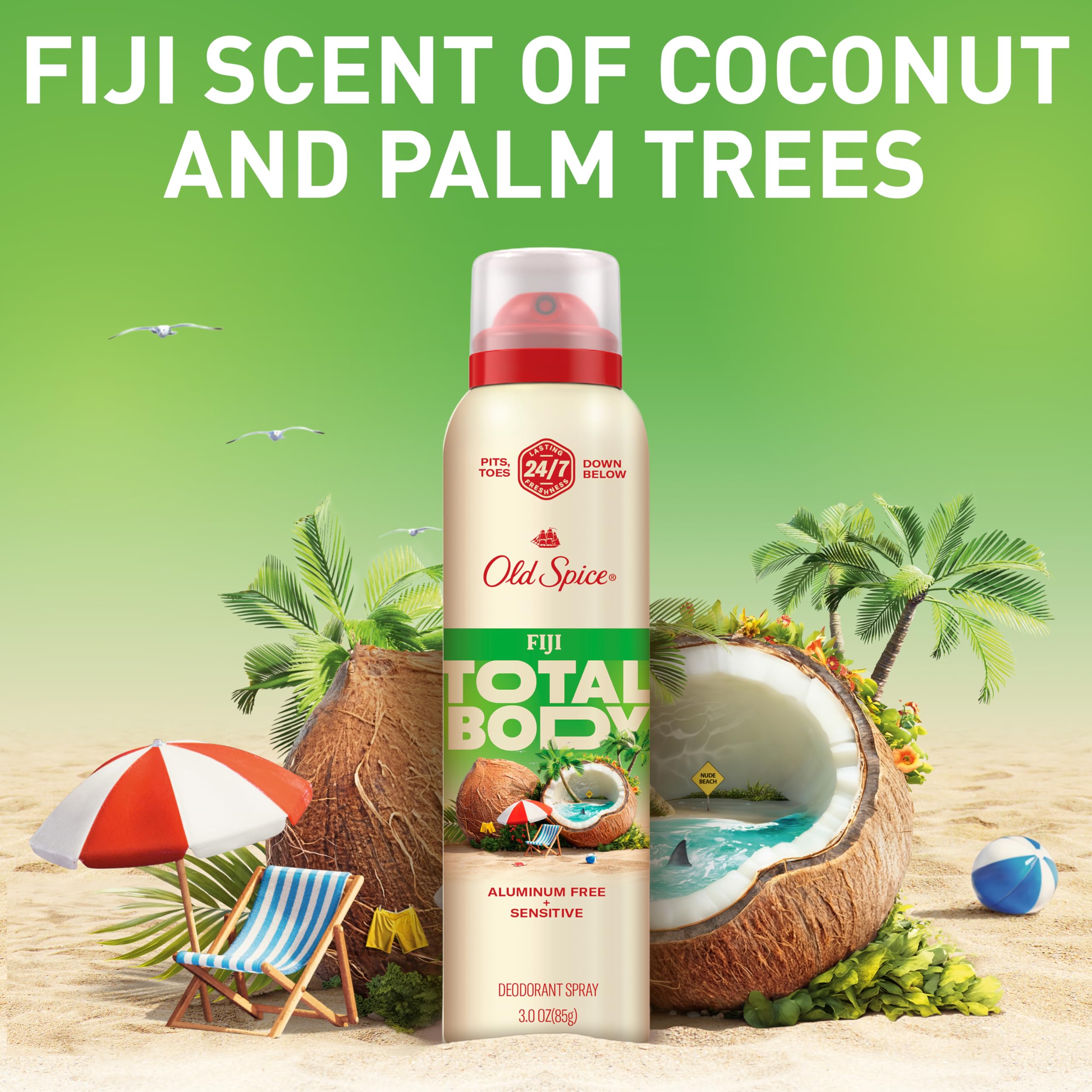Old Spice Total Body Fiji, embalaje práctico ideal para viajes y retoques.