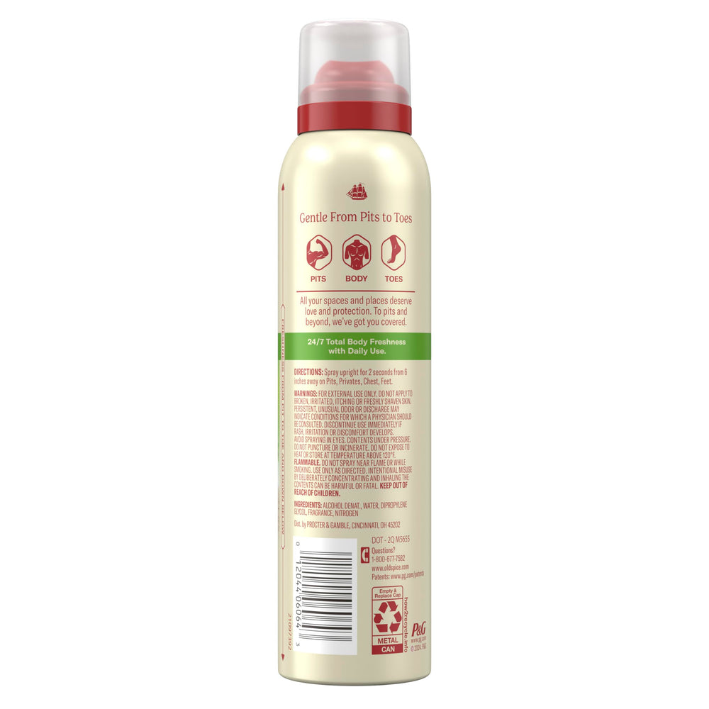 Old Spice Total Body Fiji, frasco resistente para uso diario sin irritación.