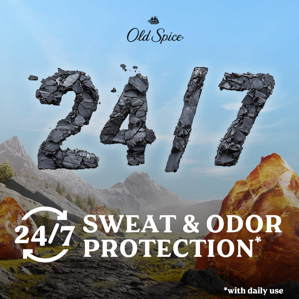 Old Spice Volcano charcoal visual texture showcasing the formula's activated look.