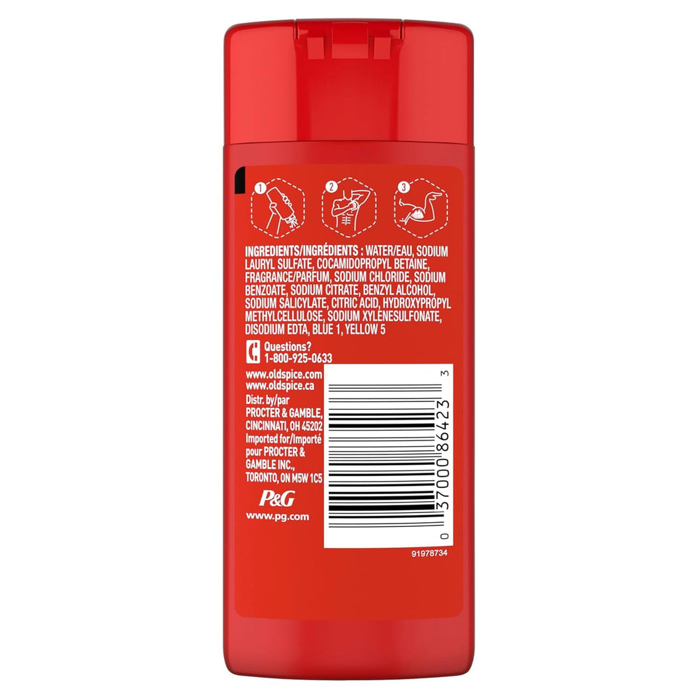 Old Spice Volcano scent notes graphic highlighting citrus, amber, and patchouli.