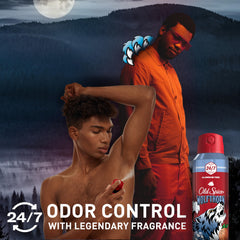 Old Spice Wolfthorn spray nozzle delivering even coverage for quick refresh.