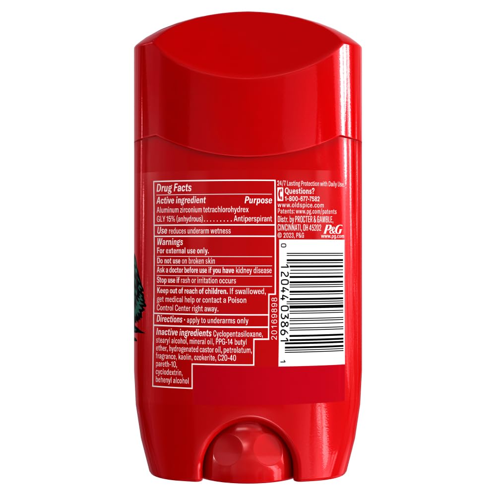 Close-up of Old Spice Wolfthorn deodorant stick design.