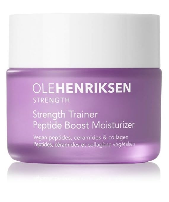 Ole Henriksen Strength Trainer Peptide Boost jar showing rich hydration and firmness potential.
