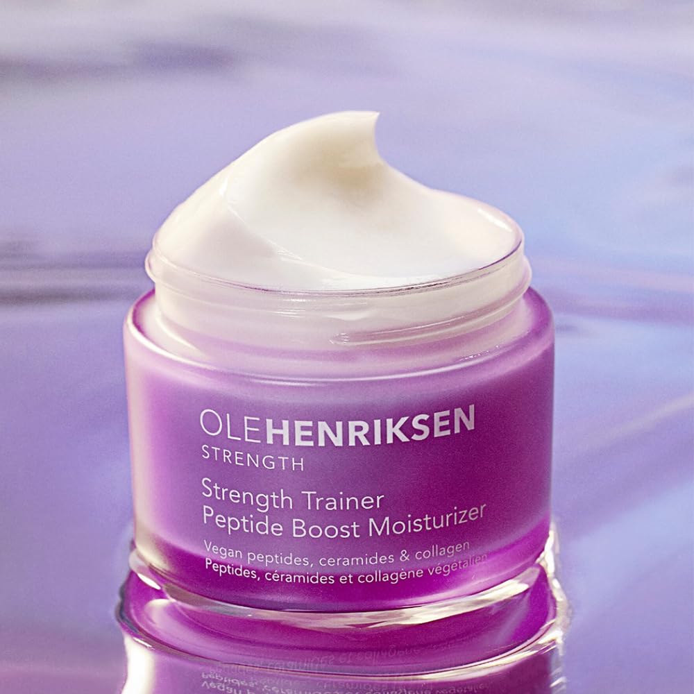 Close-up of balm-to-gel texture from Ole Henriksen Strength Trainer moisturizer for hydration.