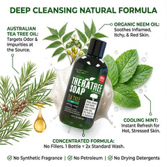 Oleavine TheraTree soap lather showing deep cleanse for pores