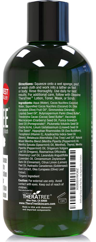 Oleavine Theratree soap pack-shot emphasizes value-size cleansing