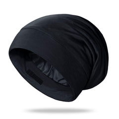 El gorro de seda OLESILK para dormir cubre el cabello con suavidad y evita enredos.