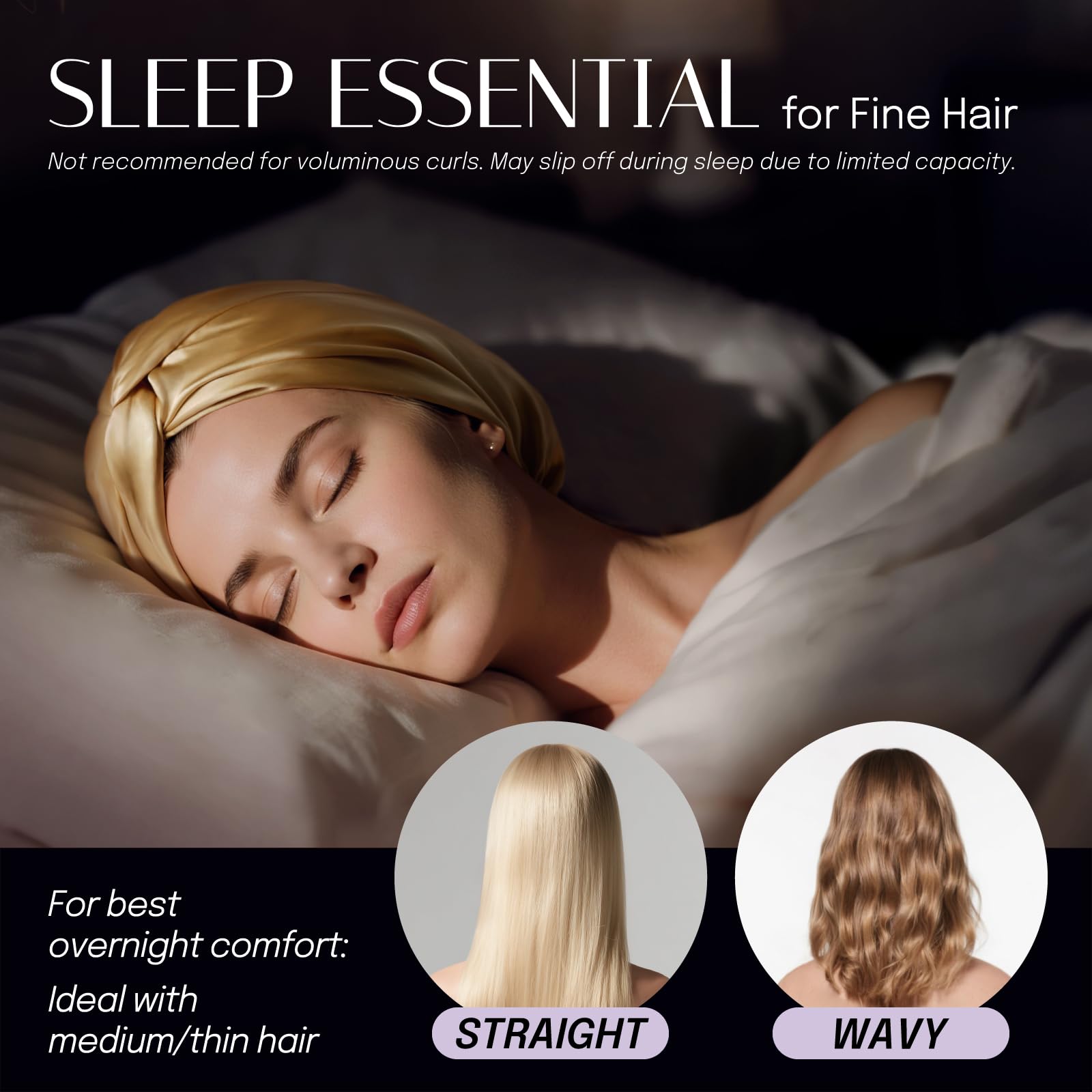 OLESILK Silk Bonnet 22 Momme Mulberry preserves hairstyle while you sleep.