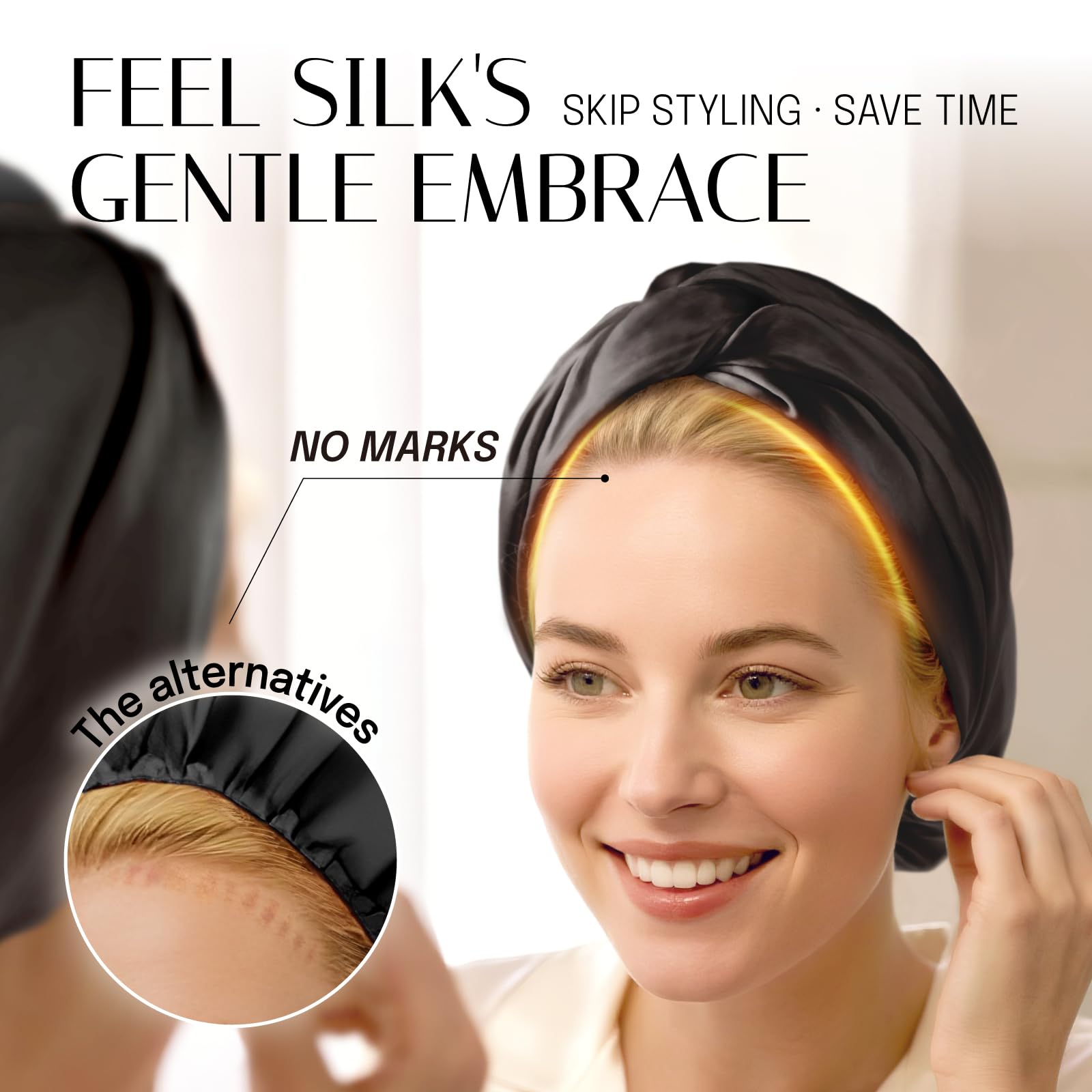 OLESILK silk bonnet offers soft touch and comfort for a restful night.
