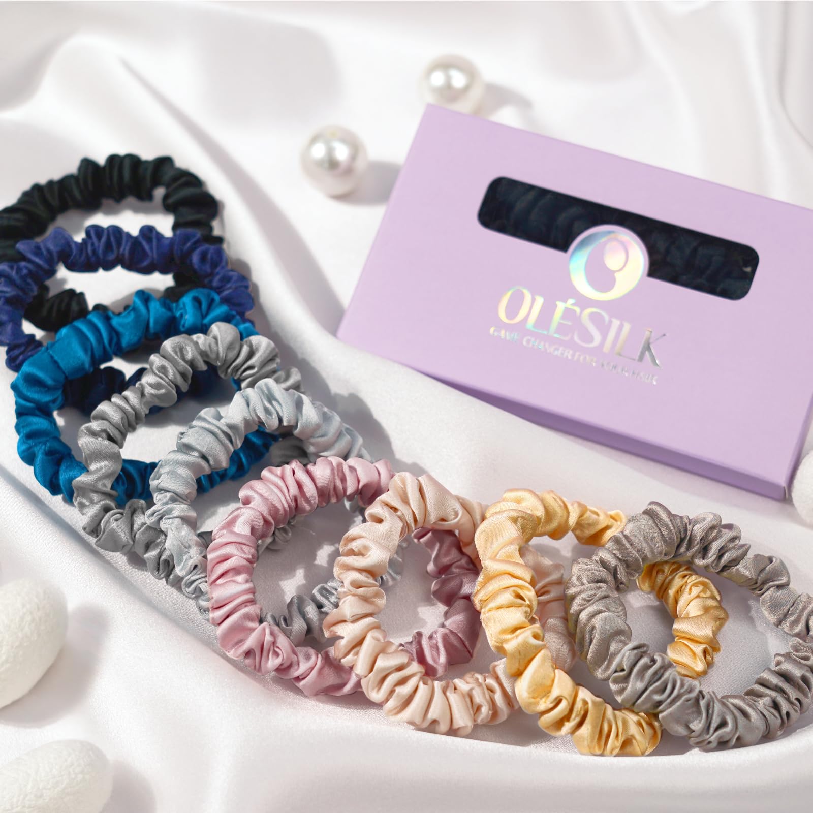 Tres lazos en colores variados para peinados hechos por ti con OLESILK