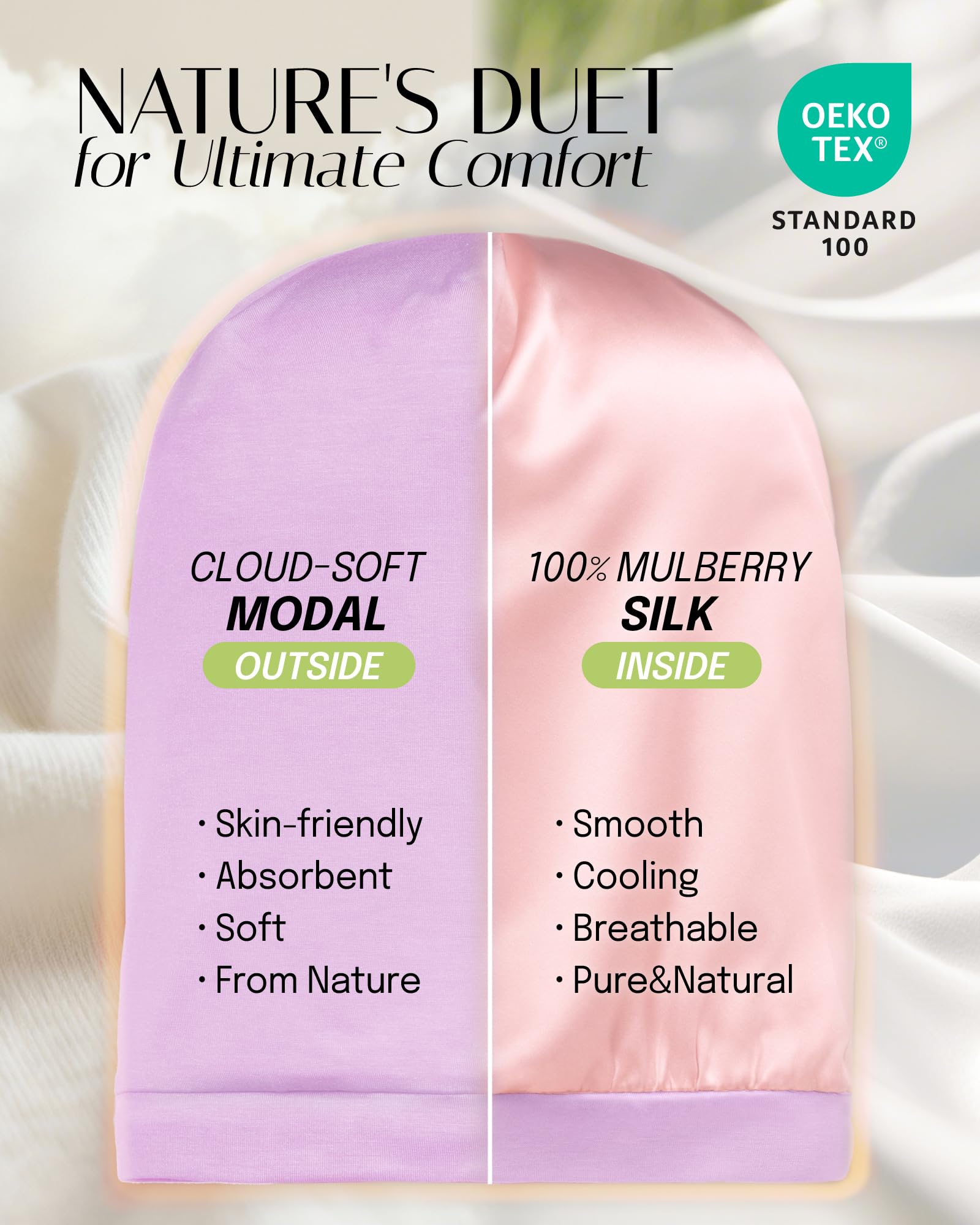 OLESILK envoltura de seda para cabello nocturno, favorece un descanso cómodo y sin enredos.