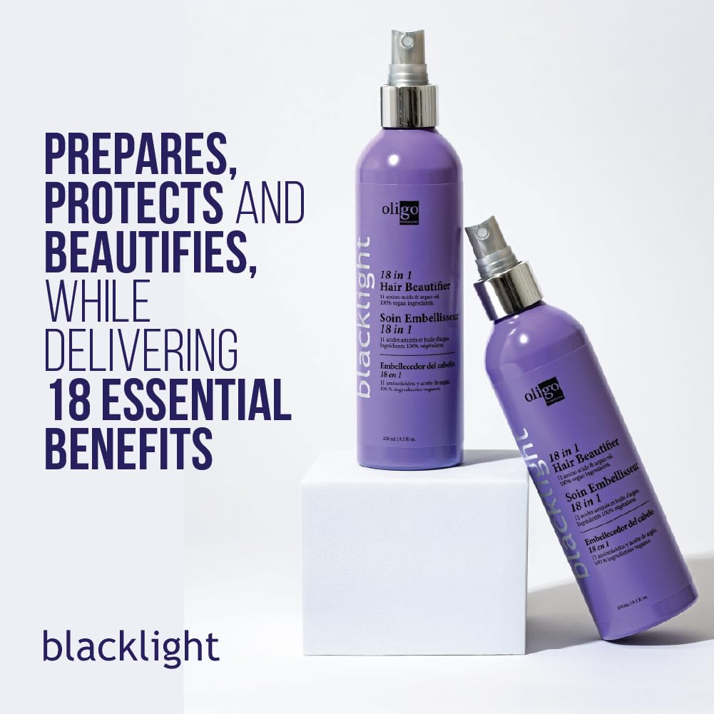 Oligo Professionnel Blacklight spray mist in action for detangling and shine