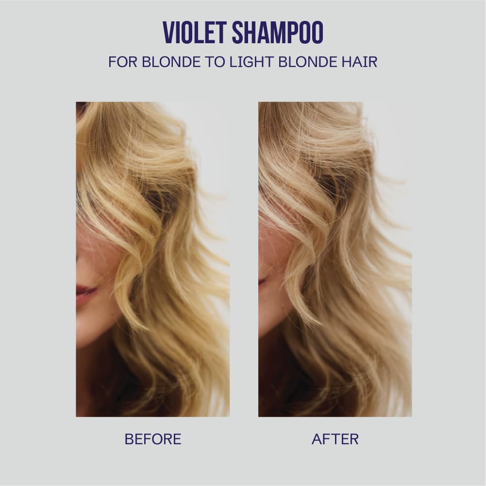Oligo Professionnel Blacklight Violet Shampoo close-up demonstrates purple formula neutralizing yellow.