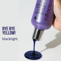 Oligo Professionnel Blacklight Violet Shampoo being poured refreshes faded highlights.