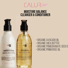 Hands applying Calura Conditioner to demonstrate detangling and moisture