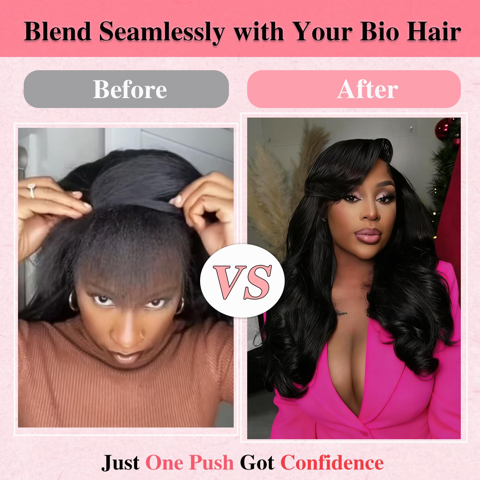 Olimaruly flip-over wig for seamless scalp appearance.