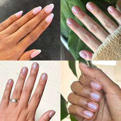 Aplicación de base gel Olive & June para mayor adherencia y protección.
