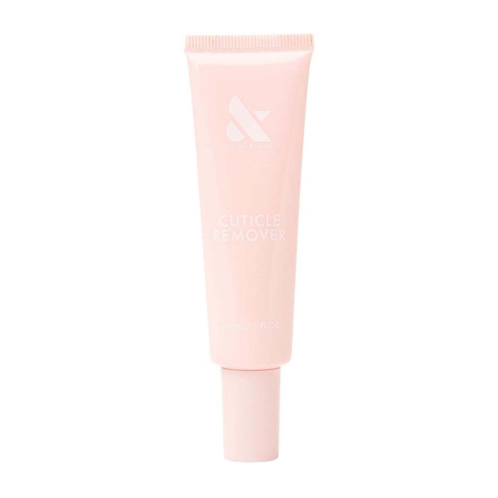 Olive & June Cuticle Remover en bote de 30 ml, listo para suavizar las cutículas.