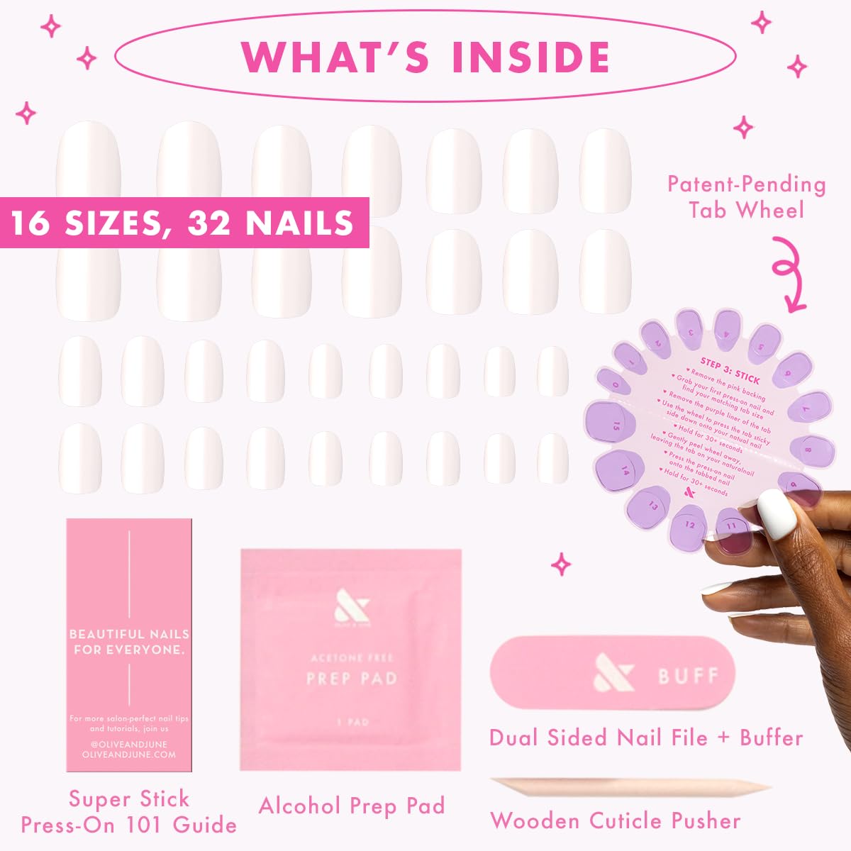 Olive & June different nail shapes in the Super Stick Mani kit for best fit