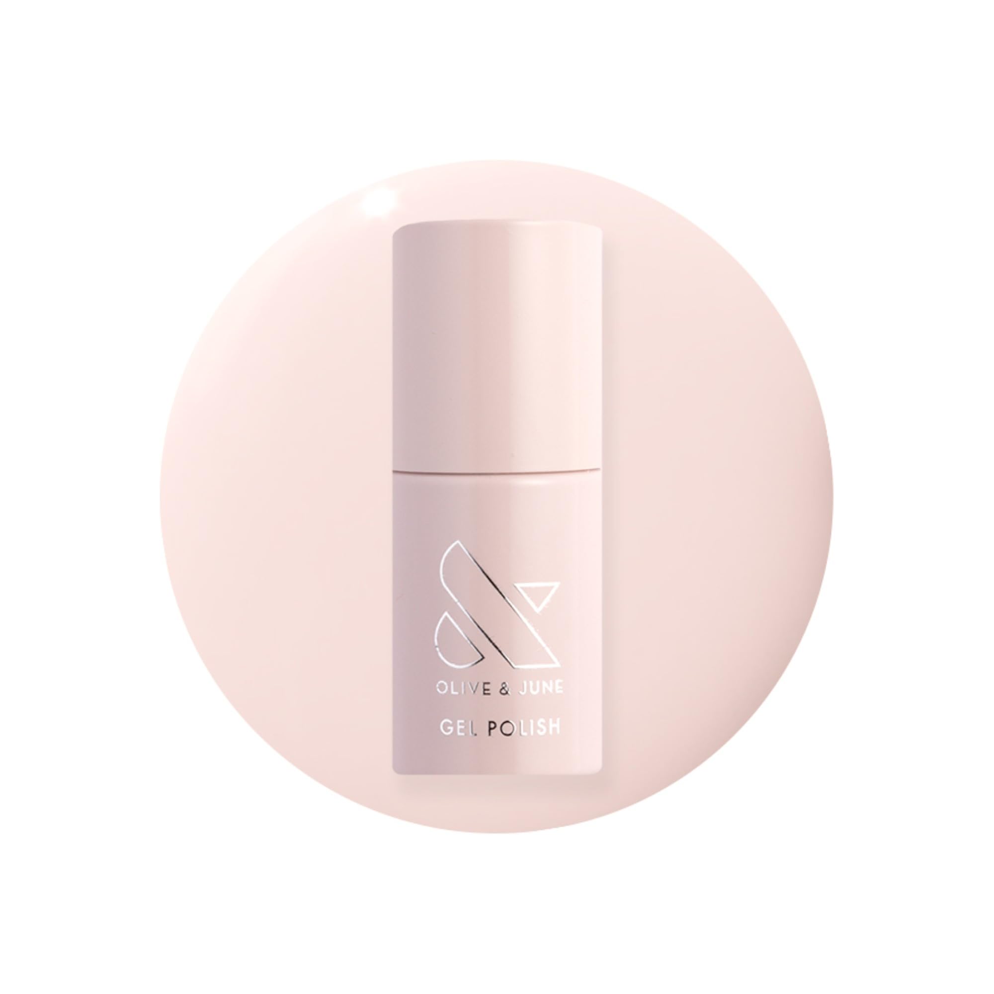 Esmalte gel Olive & June en botella rosa bebé para acabado suave