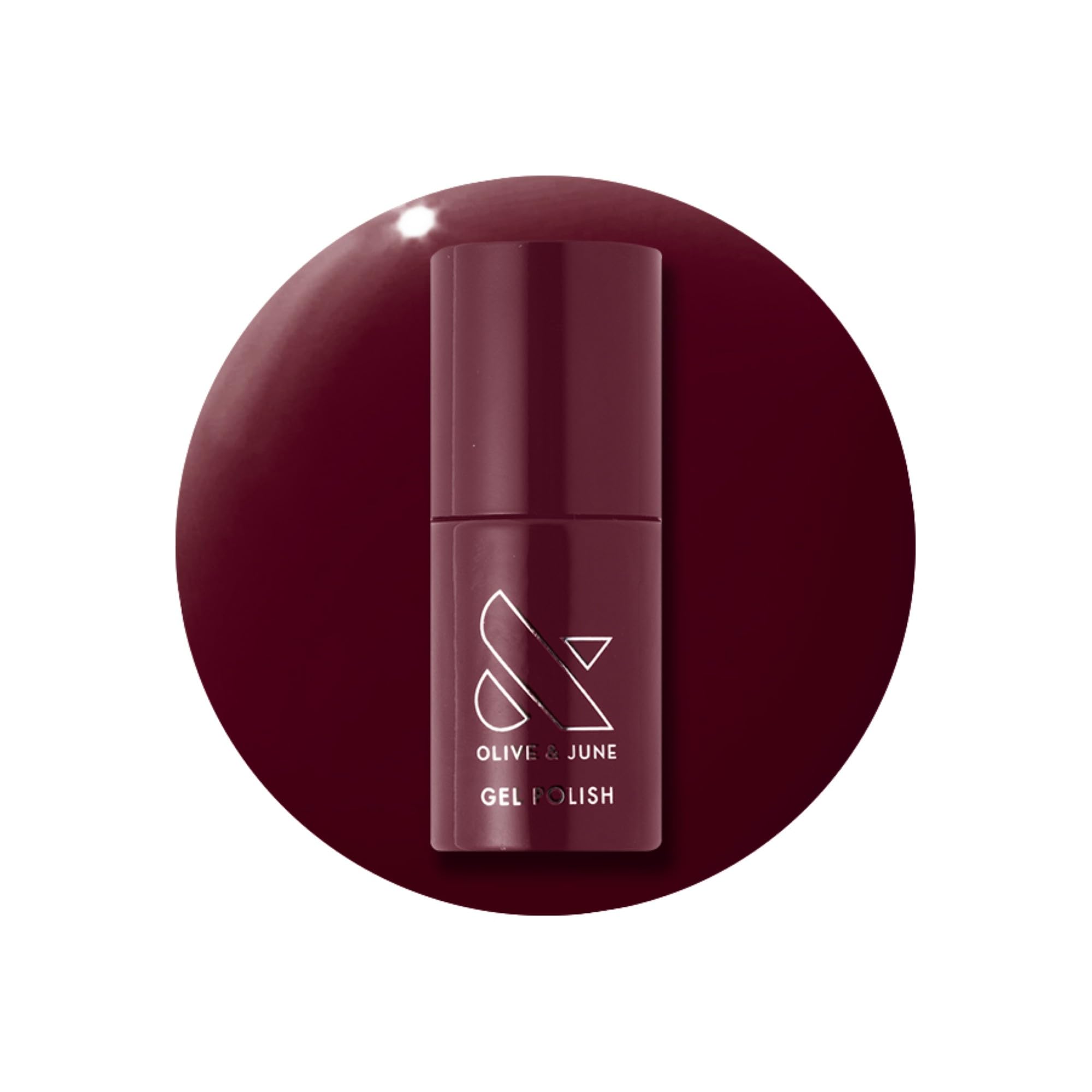 Olive & June esmalte en gel: botella en primer plano con brillo duradero.