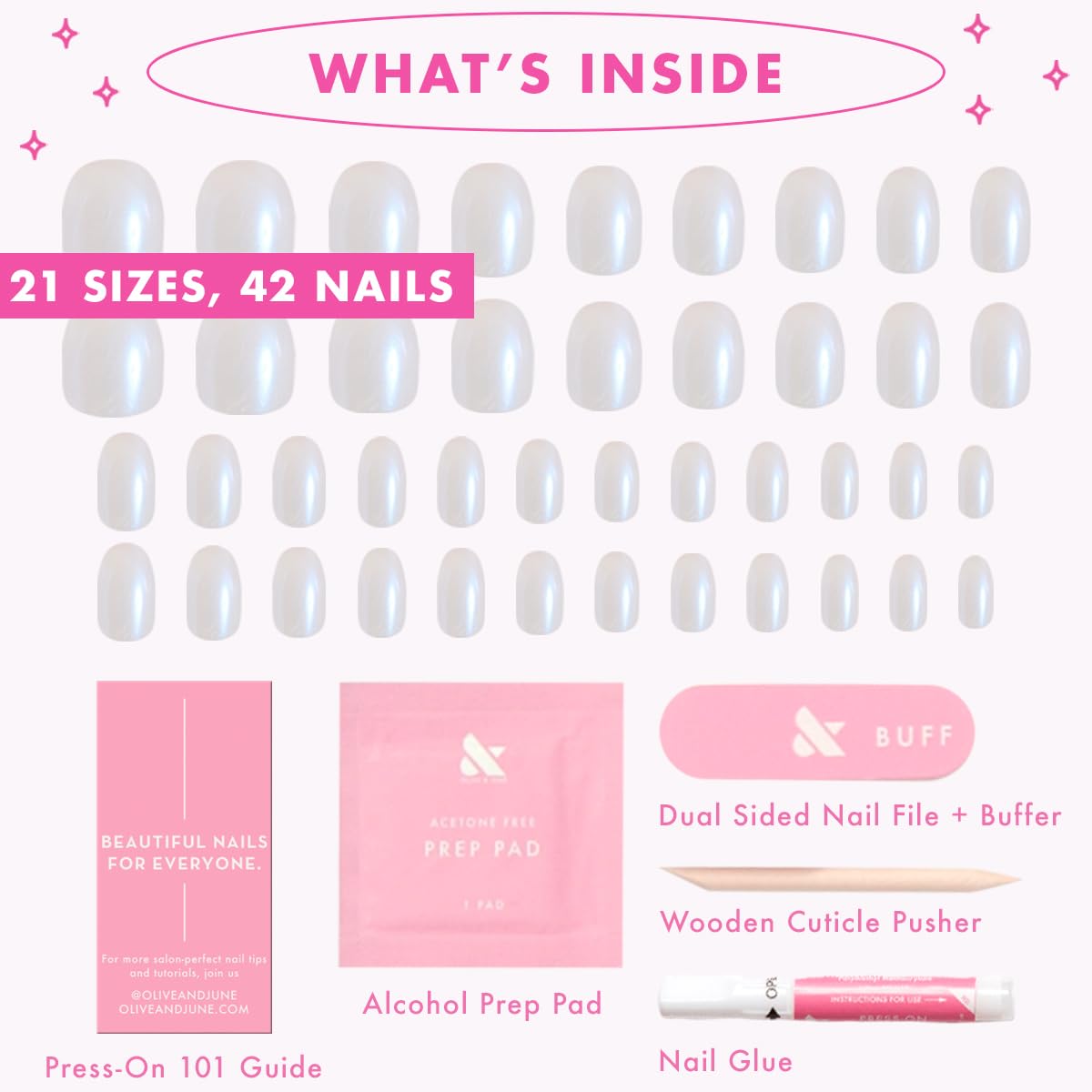Olive & June Instant Mani presenta forma natural con curva real para mejor ajuste.