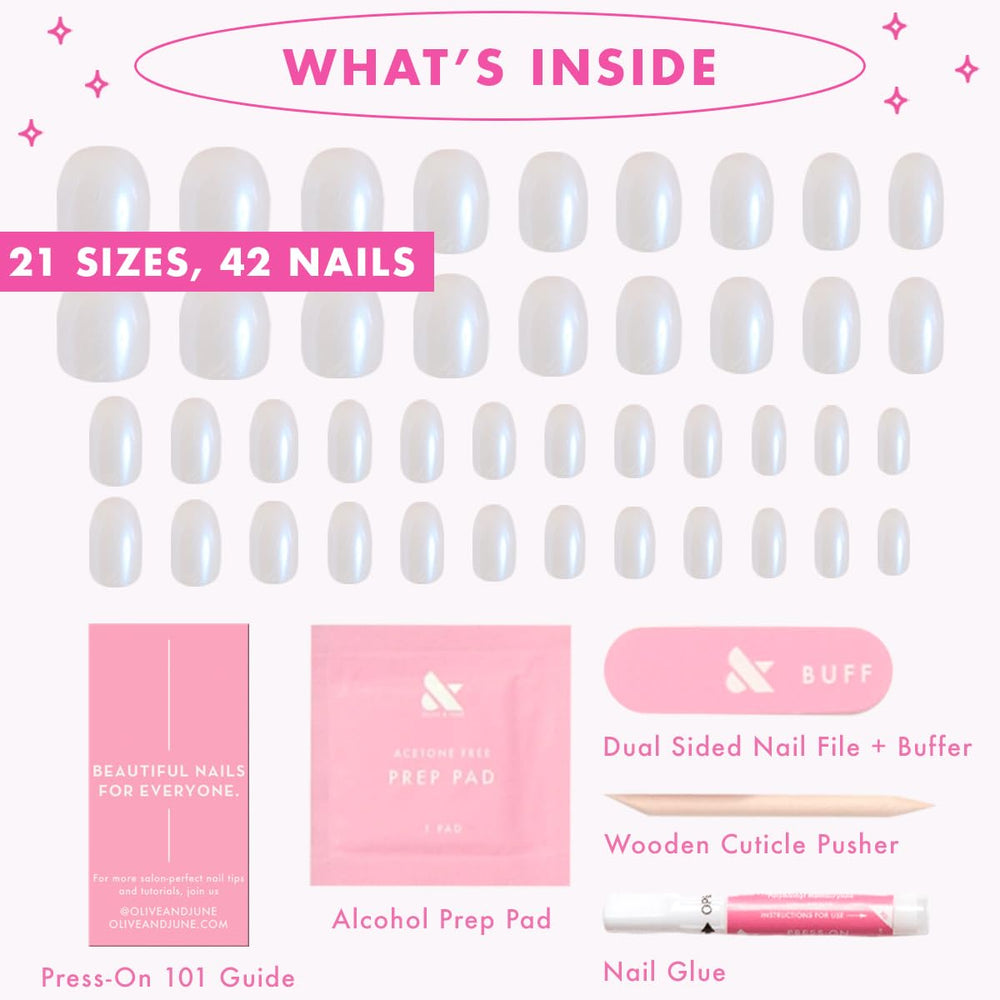 Olive & June Instant Mani presenta forma natural con curva real para mejor ajuste.