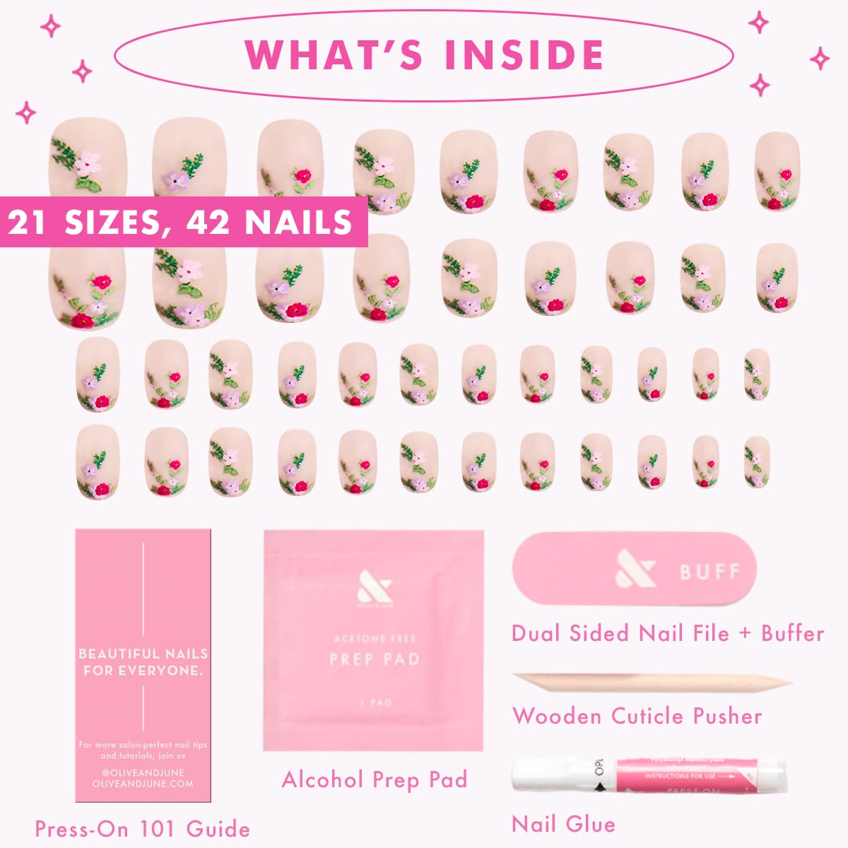 Close-up of Olive & June Instant Mani glue for secure application