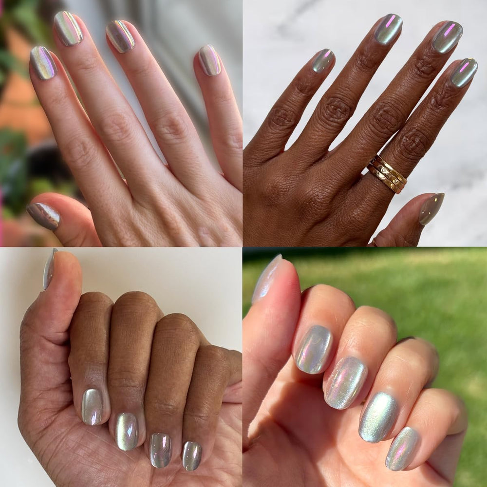 Olive & June Instant Mani: manos con uñas de aspecto realista.