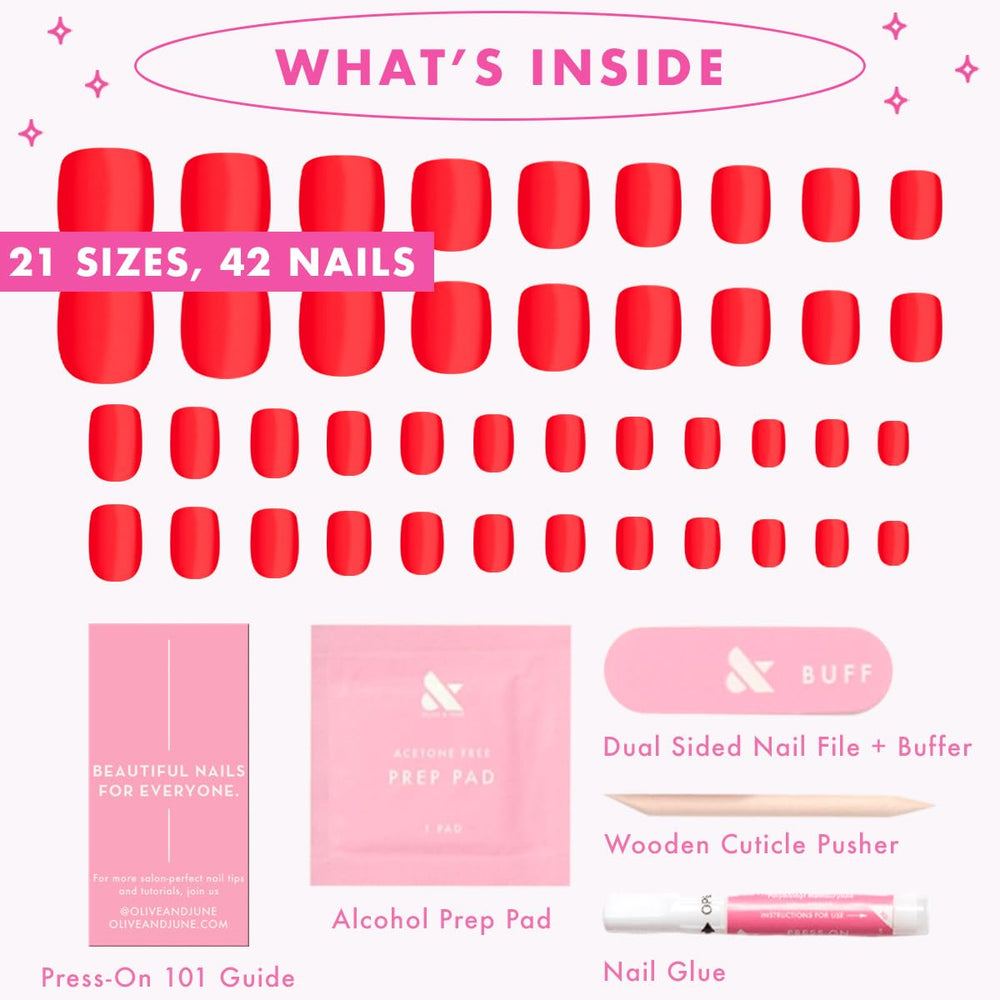 Olive & June Instant Mani nails on display with up to 14-day wear potential