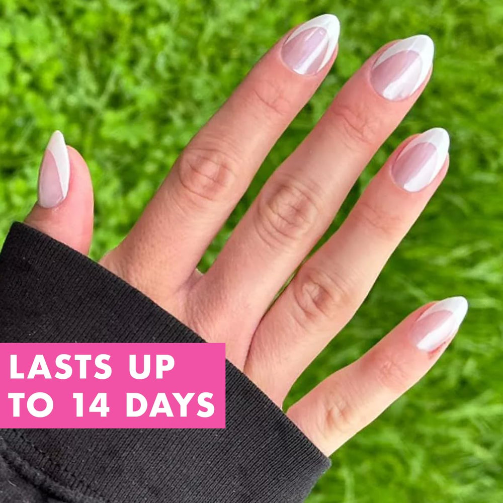 Close-up of Olive & June Instant Mani realistic curved nails