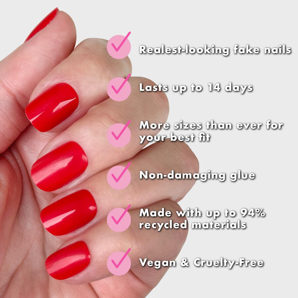 Closeup of Olive & June Instant Mani nails highlighting realistic curvature
