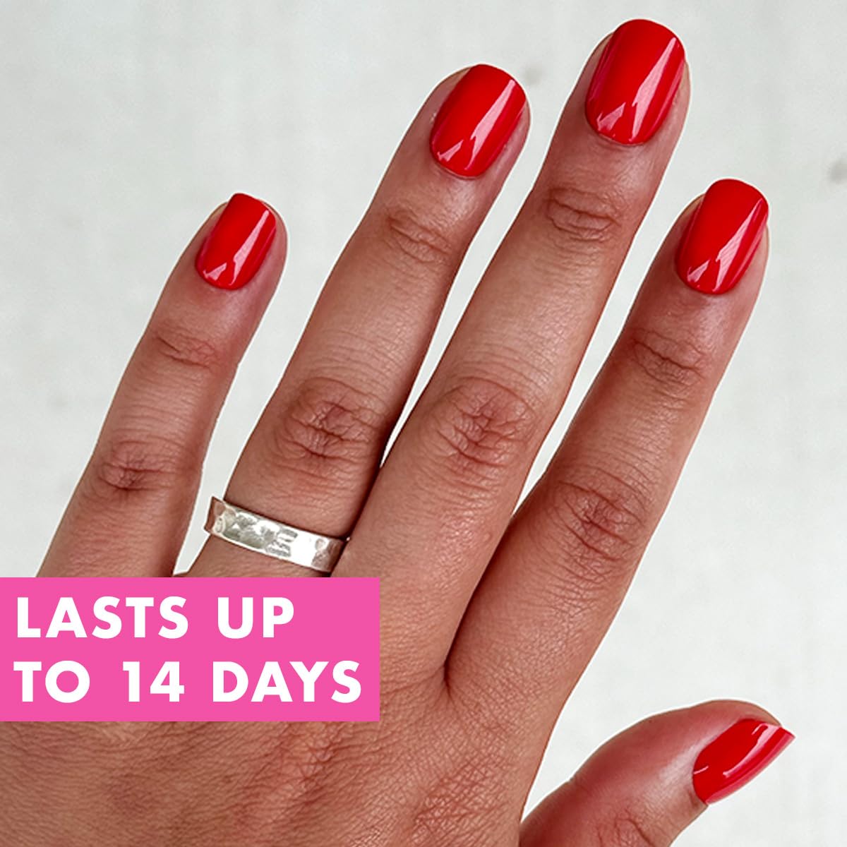 Olive & June Instant Mani glue application demonstrates secure, safe at-home wear