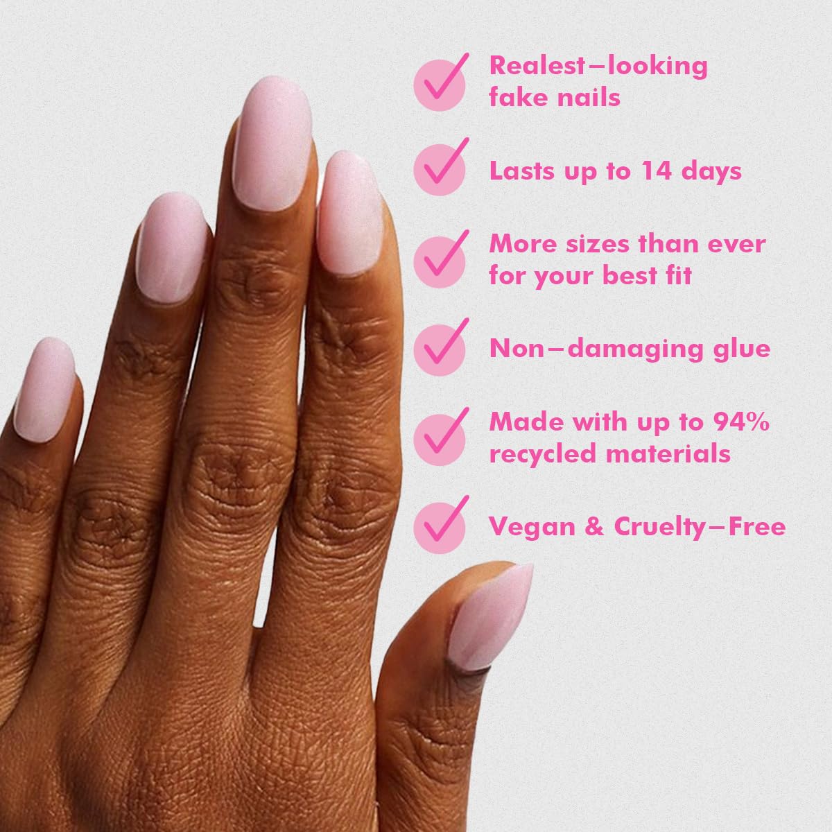 Olive & June Instant Mani iridescent-pink nails add chic shimmer to any look