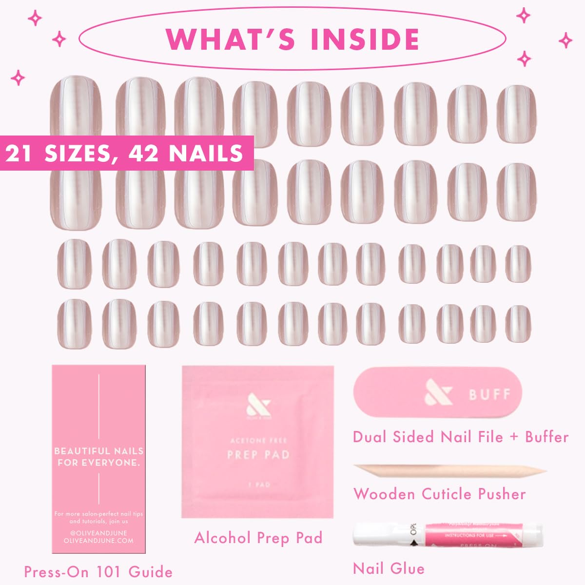 Olive & June Instant Mani nails on natural nails demonstrate lifelike curvature.