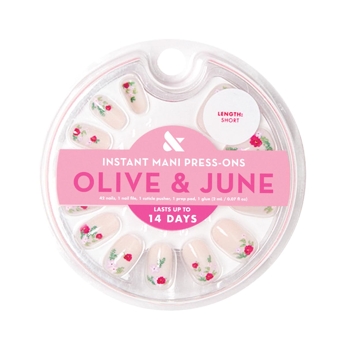 Swatches from Olive & June Instant Mani show color variety for at-home selection