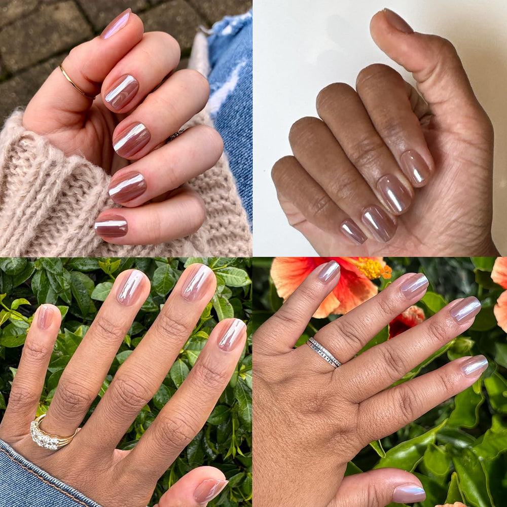 Olive & June Instant Mani realistic nail shapes show a barely-there look.
