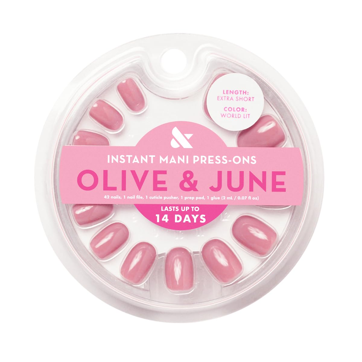 Olive & June Instant Mani uñas postizas mauve redondas para un acabado realista.