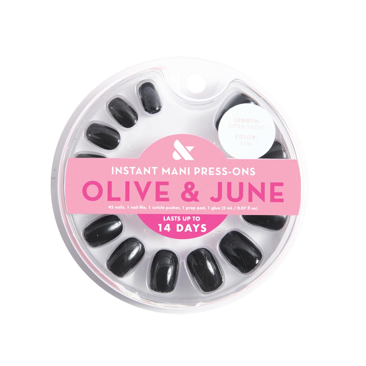 Olive & June Instant Mani, muestra variedad de 21 tallas para ajuste
