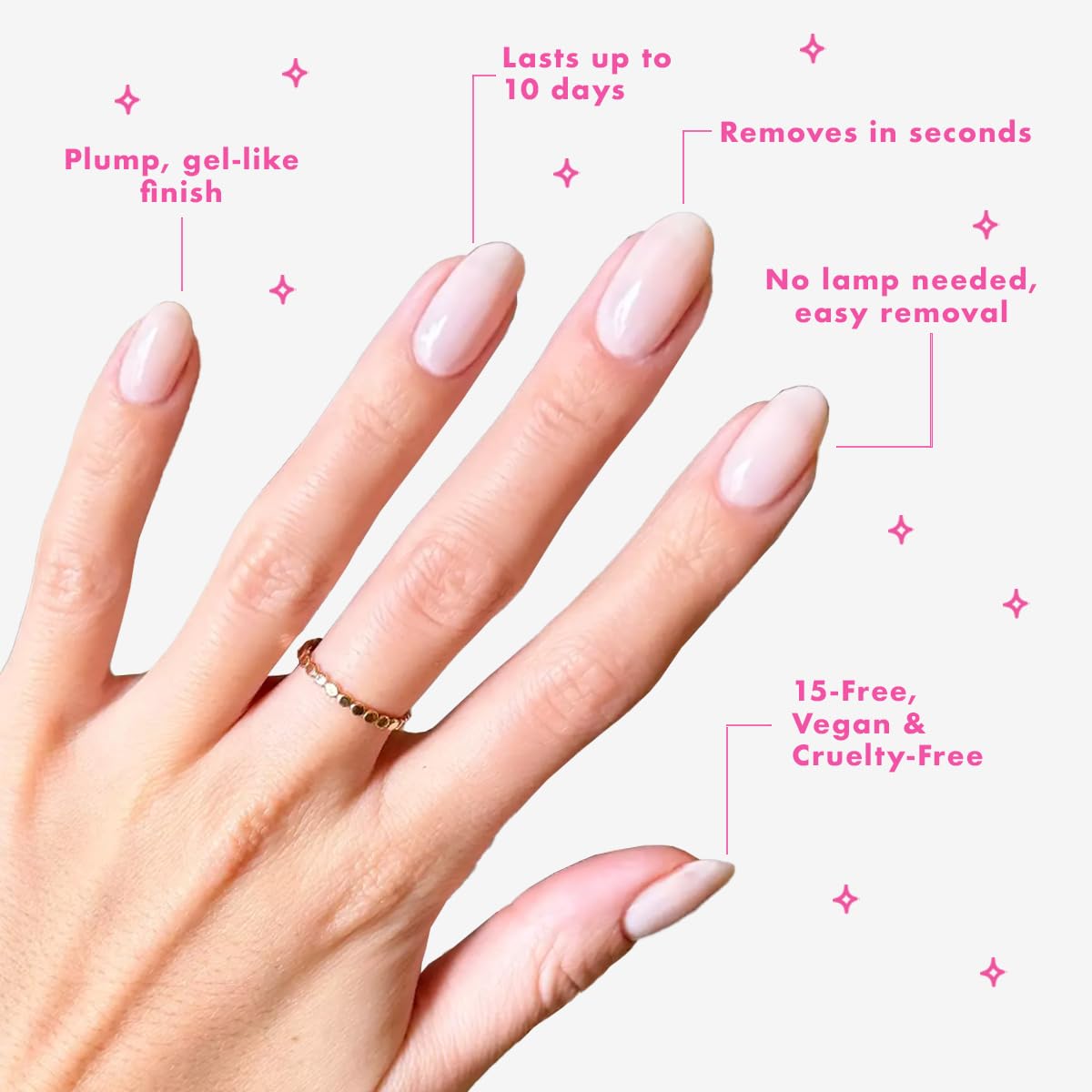 Olive & June top coat bottle delivering glossy, glass-like shine.
