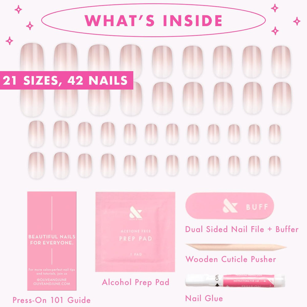 Nail file, buffer, and prep kit included for prep.
