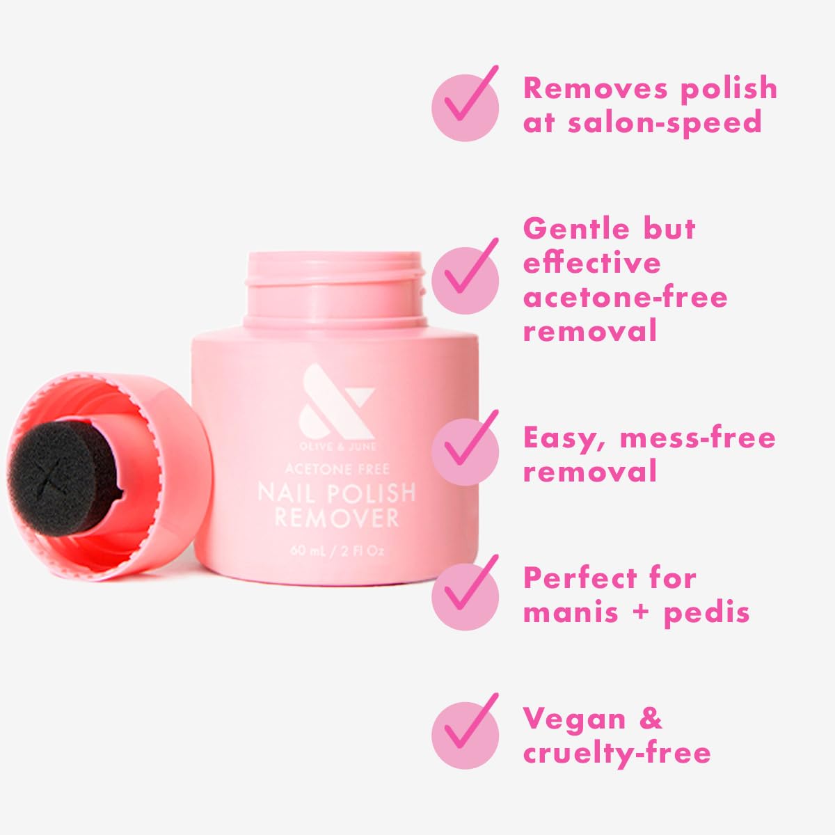 Toe polish removal using sponge-top lid on Olive & June remover pot.