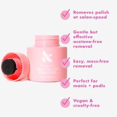 Toe polish removal using sponge-top lid on Olive & June remover pot.