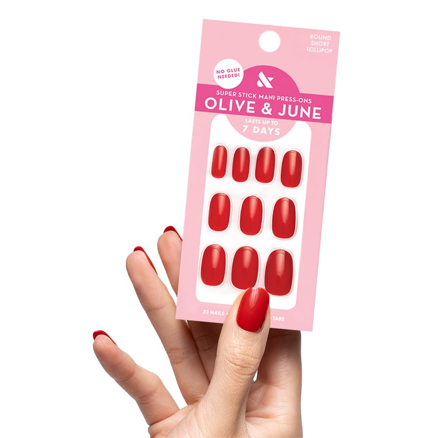 Olive & June Super Stick Mani set of 32 nails in 16 sizes for accurate fit.
