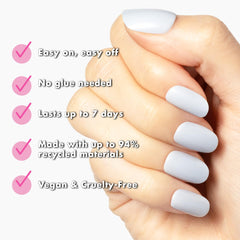 Olive & June Super Stick Mani: uñas cortas redondas para estilo diario.